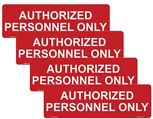 Haobase 4 adesivi per cartello con personale autorizzato, 20,3 x 6,3 cm, in vinile autoadesivo (rosso)