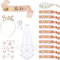Lecone Junggesellinnenabschied Deko Armband Set,16PCS Braut to Be&Team Bride Armbänder Set mit 10 Team Braut Armbänder,1 Braut Armband,Schleier,Abzeichen,Tiara,Accessoires Frauen