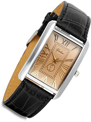 Avaner Quadratische Armbanduhr mit Lederarmband Vintage Leder Herrenuhren Damenuhren Römische Ziffern Analog Quarz Armbanduhr Klassisch Retro Paaruhren für Männer Frauen