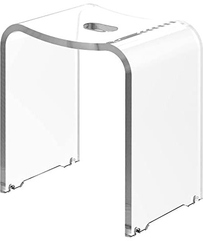 FansaFurn Acryl-Duschhocker, moderne Duschbank mit gebogenem Sitz und Wasseraustrittsloch, Duschhocker für Innendusche mit rutschfesten Füßen und 136 kg Tragkraft