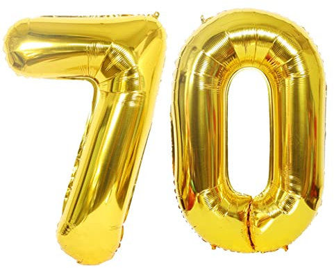D2D | Party Balloon Zahl 70 XL in Gold - Größe: 80 cm - Folienballons - Zahlenballons - Geburtstagdeko - Gnadenhochzeit - Helium Ballons