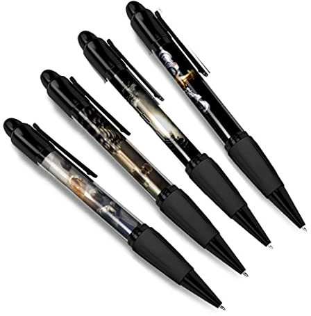 DV DESIGN Set di 4 penne a sfera nere a scacchi - Pezzi Giocatore Gioco da tavolo Strategia Queen King Ragazzi Ragazze Uomini Donne Penna a tema #79394