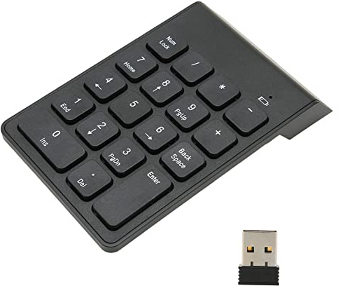 Bewinner Clavier Numérique sans Fil 2,4 G pour Ordinateur Portable, Mini pavé Numérique Externe 18 Touches sans Pilote, Touches Chocolat, Clavier Numérique USB pour Comptable Bancaire,