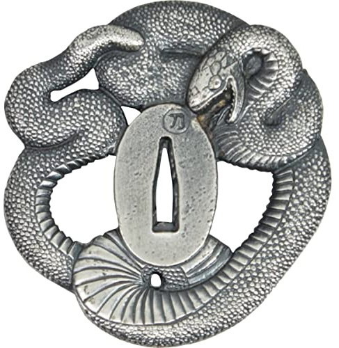Isideco Samurai Schwert Tsuba Schlange Silber