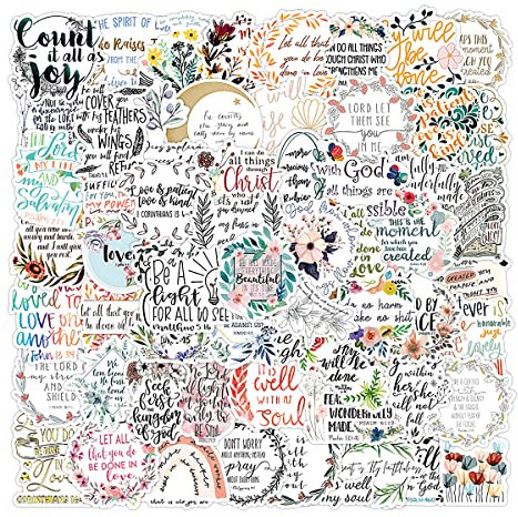 100 Stück Bibelaufkleber, Jagowa Wasserdicht Jesus Christlicher Aufkleber Bibelvers Aufkleber Inspirierende Aufkleber für Laptop Wasserflaschen Scrapbooking Gepäck