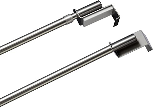 Spannstange Gardinenstange Nenette edelstahlfarben Spannfix-Stange ausziehbar mit Endstück Zylinder Durchmesser 9 mm, Länge 60-90 cm