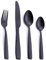 FULLYWARE Cubertería de plata de 24 piezas, color negro mate, 6 piezas, cubiertos de acero inoxidable, tenedor, cuchara, cuchillo de cocina, apto para lavavajillas