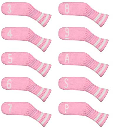 Scott Edward 10 Pcs Golf Club Head Covers for Irons Cuteness Basically Socks Shape Washable Durable Golf Club Head Protector Double Sided Knit for All Brands Callaway, Ping, Taylormade, Cobra Etc