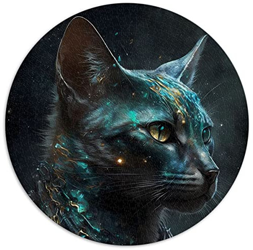 1000 Teile Puzzle Abessinier Katze Adel Rundpuzzle für Erwachsene und Kinder Papppuzzles Familiendekoration (Größe 67,5 x 67,5 cm)