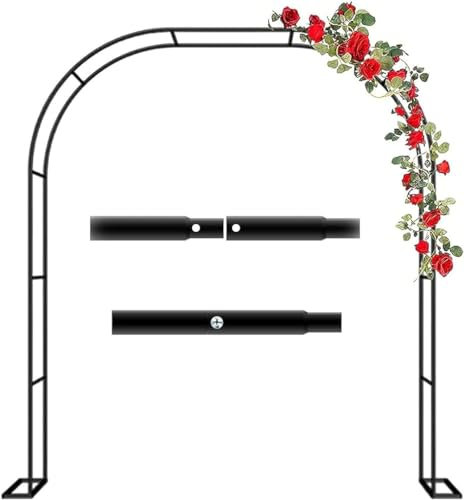 MISKYN Rosenbogen Aus Metall Stabil Breite 300Cm 180Cm 140Cm 350Cm Gartenbogen Für Hochzeit Rankbogen Rankgitter Pergola Torbogen,Schwarz,W3M*H2.2M