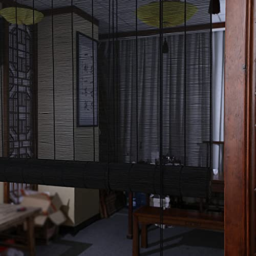 Black Bamboo Roller Blind, Wooden Roller Blind, Bamboo Screen, Separation Room, Curtain, Privacy Blind, Blackout Roller Blind, Window Blind, Roman Blind with Side Pull, Made to Measure (W 120 x H 100