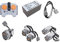 Technik Motor Set inklusive M-Motor, L-Motor, Verlängerungskabel, Lenkmotor, Batteriebox, Technik Power Functions für Großen Marken