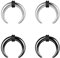BodyAce 2 Paar Buffalo Ohrkegel Kit, 2–12 G Septum-Pincher Tapers C-Form Nasenschmuck, schwarzes Dehnungsohrpiercing, erweiterter Septum-Ring mit O-Ringen [12 g (2 mm)], Edelstahl, Andere