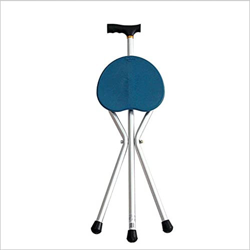 HXRLSIPO Walker Gehstock, tragbarer Gehsitz, Gehstockhocker, Alter zusammenklappbarer Dreibein-Klapphocker aus Aluminium, multifunktionaler zusammenklappbarer Gehhilfe, ältere Krücken