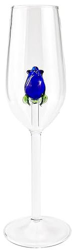 Orqihod Rose Red Wine Glass Elegant Champagne Flute Goblet Cocktail Cup for Party, Wedding, Rose Wine Glasses Drinking Glassware for Christmas Birthday Gifts, Blue