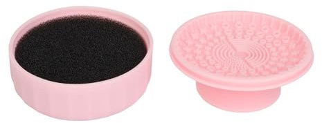 Makeup Brush Cleaning Box Portable Cosmetic Cleaner Tool with Color Removal Sponge Pink for Travel