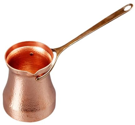 Colcolo Türkische Kaffeekanne aus Kupfer, Kaffeemaschine für den Herd, Schmelzkanne, kleine Kanne mit Metallgriff, handgefertigt, Premium-Kaffeetasse, Kleiner, 400 ml