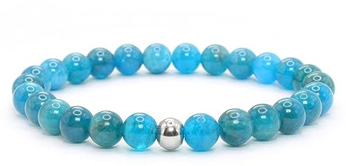 Echtes Apatit Edelstein Armband mit 6mm Perlen - verschiedene Längen - Heilstein Schutzstein Talisman Glücksbringer Geschenk (Apatit, 22CM)