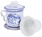 CIYODO 1set Chinese Porcelain Tea Cup Blue and White Ceramic Teacup with Infuser and Lid Traditional Loose Leaf Tea Brewing Cups Decorative Water Containers for Home Office