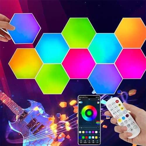 10 pannelli a LED esagonali, esagonali da gioco, RGB Smart LED a nido d'ape, decorazione [classe energetica G] [Classe di efficienza energetica G]