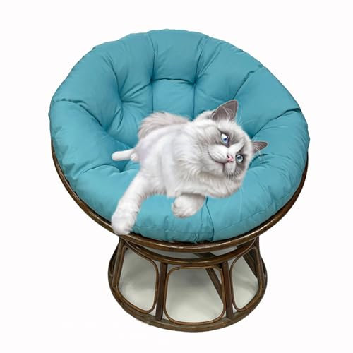 Ergonomischer Papasansessel aus Weidengeflecht mit weichem Kissen und maschinenwaschbaren Wippstuhl-Pads, rundes Eierstuhlkissen für Wohnzimmer, Schlafzimmer, Lesezimmer, Outdoor, Sofa, Garten,