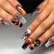 Halloween Fake Nails,24pcs Long Funny Faces Fake Nails,Halloween Press on Nails,Acrylic French Stick on Nails with Glue, Full Cover Fake Nails (Yellow Pumpkin, 1)