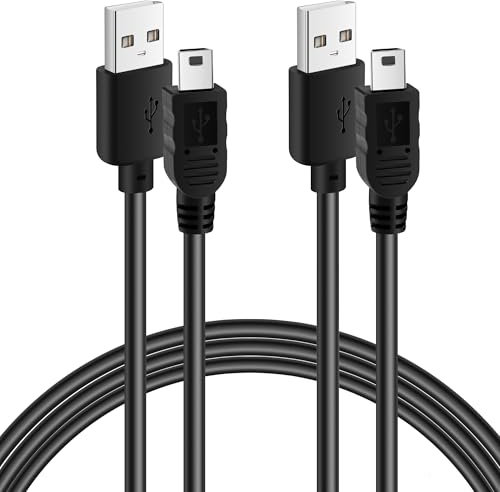 Mygatti Cable mini USB 2.0 de 2 metros/2 unidades,conector USB A a mini USB,alta velocidad 480 Mbit/s,cable USB 2.0 tipo A a Mini-B,cable de carga rápida,datos para teléfono móvil de alta