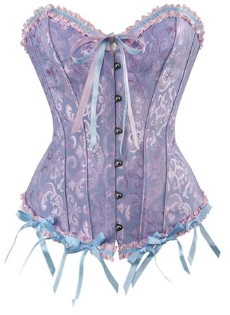 Bustier Corsé Top para Mujer Corset Negro Tallas Grandes Mujer Brocado Encaje Corsé Corset negro Medieval Mujeres Fajas Bustier Halloween Carnival Gótico Encaje Corset para Party Navidad (Blue, XS)