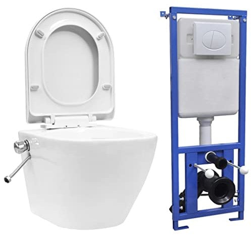 Brokky Wand-WC ohne Spülrand mit Einbau-Spülkasten Keramik Weiß Stand Wc Mit SpüLkasten Komplett Stand Wc Mit SpüLkasten SpüLkasten Toilette