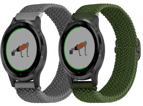 SUGARJAR Geflochtenes Armband Kompatibel mit Garmin Venu 3s/Venu 2s,18mm Nylon Uhrenarmband für Garmin Forerunner Forerunner 265S/255s/255s Music,Vivoactive 4s/Vicomove 3s /Active s
