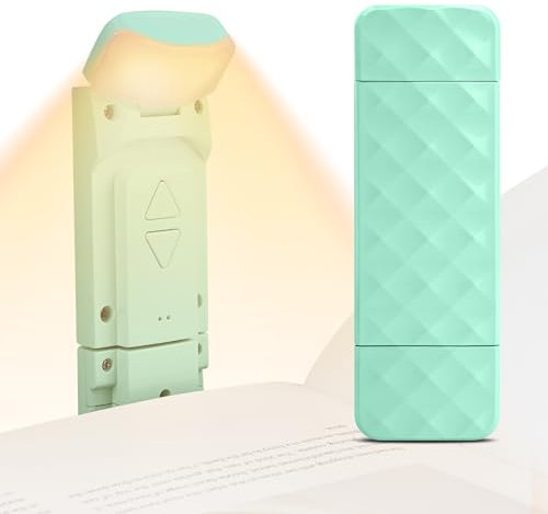 Oumida Leselampe Buch Klemme, USB Wiederaufladbare Buchlampe Leselicht im Bett, Klemmleuchte mit 5 Helligkeitsstufen & 3 Farben Temperaturen Nachtlicht für Bücherwürmer, Kinder (Grün)