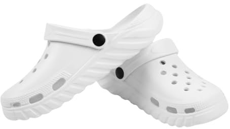 CHILLIFE Zuecos Sanitarios Mujer, Zapatos de Trabajo, Hospital, Jardín, Cocina, Playa, Ligeros, Eva, Fabricado en Portugal (Blanco, Sistema Tallas Calzado EU, Adulto, Números, Mediano, 37)