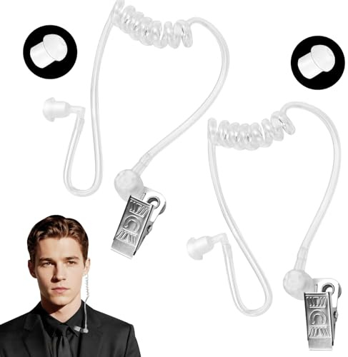 QIZHIQIAMY Spion Kostüm Zubehör, Geheimagent Kostüm, Fake Headset, Schallschlauch Funkgerät, Ersatz Schallschlauch mit Halteclip, Ohrstöpseln für Halloween und Karneval (B)