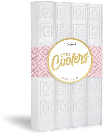 Cool Coolers XL Fashion Ice by Fit + Fresh, 4pk Ice Packs for Coolers, Freezer Packs for Lunchboxes, Pearl White
