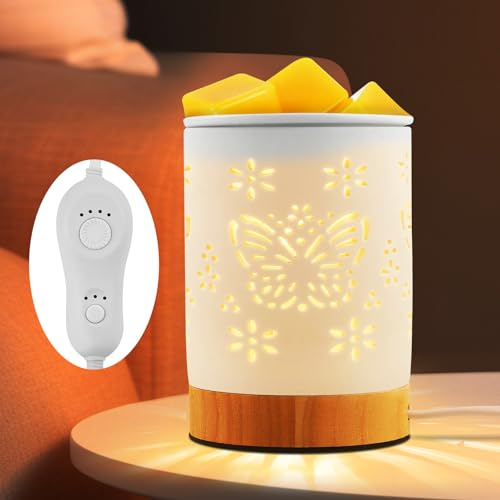 Electric Melt Burner, Electric Wax Melt Warmer with 3 Timer, Ceramic Wax Melts Burner Oil Burner Lamp with 3 Brightness Adjustable, Fragrance Wax Burner for Home Office Gifts & Decor (02)