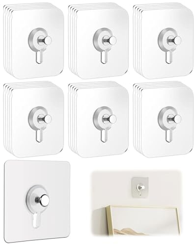 FUGLUS 30 ganci trasparenti senza chiodi per cornici, con una capacità di carico fino a 5 kg, retro adesivo resistente per un uso immediato,per appendere cornici, quadri decorativi e asciugamani