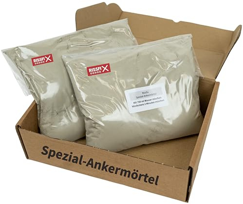 Rissfix – Mortier spécial réparation fissure mur et fissure façade – pour agrafes hélicoïdales – sans retrait, haute résistance – 2 × 5 kg