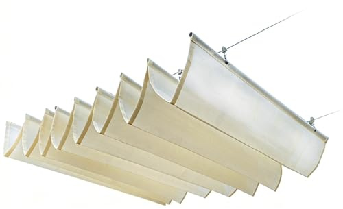 ENWYTE Tenda Retrattile HDPE 1,2 m*4,2 m Vela Ondulata Parasole Regolabile Esterni con Kit di Montaggio Copertura Tettoia di Protezione Solare Giardino Balcone Patio Pergola(Off-white)