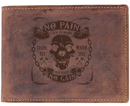 Greenburry Geldbörse für Biker - Trucker-Portemonnaie aus Leder - Biker-Geldbeutel in Querformat - Lederbörse - 12,5 x 9,5 x 2,5cm