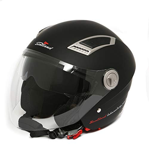 Scotland 120009 Casque jet, avec double visière, Noir mat, Taille 61-62 (XL)