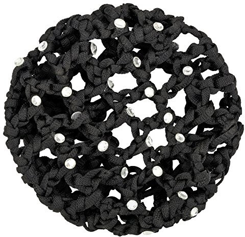 tanzmuster Ballett Duttnetz - Mila - mit Glitzersteinen und Haargummi - schwarz- Knotennetz für dickes und dünnes Haar - Damen und Kinder