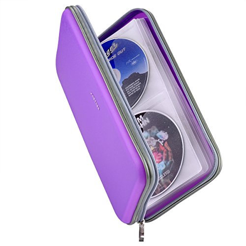Wismart 72 Capacity Heavy Duty CD DVD Blu-ray Media Case Storage Holder Organizer Wallet (Purple)