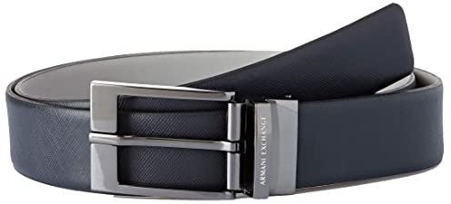 Armani Exchange Herren Leather Belt with Plaque Gürtel, Blue, No Aplica|#682 (Herstellergröße:TU)