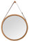 ZRI Bamboo Wandspiegel Rund Flur Spiegel Badspiegel mit Verstellbarer Lederband 38cm (braun, 38 cm)