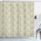 ABAKUHAUS Gekritzel Duschvorhang, Gelbe Frühlingsblumen, Stoffliches Gewebe Badezimmerdekorationsset mit Haken, 175 x 200 cm, Yellow Sea Green Schwarz
