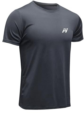 MEETWEE Sportshirt Herren, Laufshirt Kurzarm Mesh Funktionsshirt Atmungsaktiv Kurzarmshirt Sports Shirt Trainingsshirt für Männer, Grau, S
