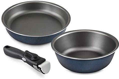 SHINEURI Campingpfannen mit abnehmbarem Griff (20,3 cm/24,1 cm Pfannen + 1 abnehmbarer Griff)