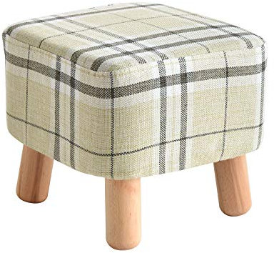 IBUYKE Polsterhocker, Fußhocker, Sofa hocker Stoff hocker mit abnehmbarem Leinenbezug 4 Beine gepolstert, für Wohnzimmer,Soft Sitzkissen aus Linen, Platz Streifen RF-BD019
