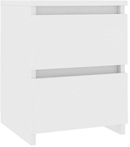vidaXL Nachttisch 2 Schubladen Nachtschrank Nachtkommode Nachtkonsole Nachtschränckchen Schlafzimmer Kommode Weiß 30x30x40cm Holzwerkstoff