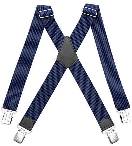 HBselect Tirantes 4 Clips X Forma Ancho 4 cm Tirantes Elásticas Longitud Adjustable Para Hombre y Mujer (Azul Marino)